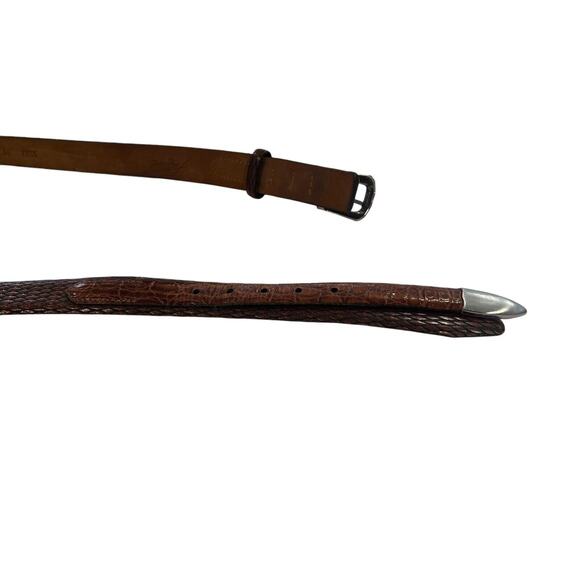 Size 38 Vintage Tulliani Mens Buckle Belt 1" Italian Calfskin 3127 Brown Texture - Picture 5 of 14